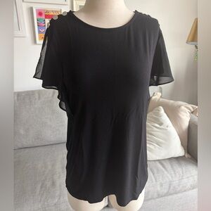 Calvin Klein sheer sleeve Black Women's Top